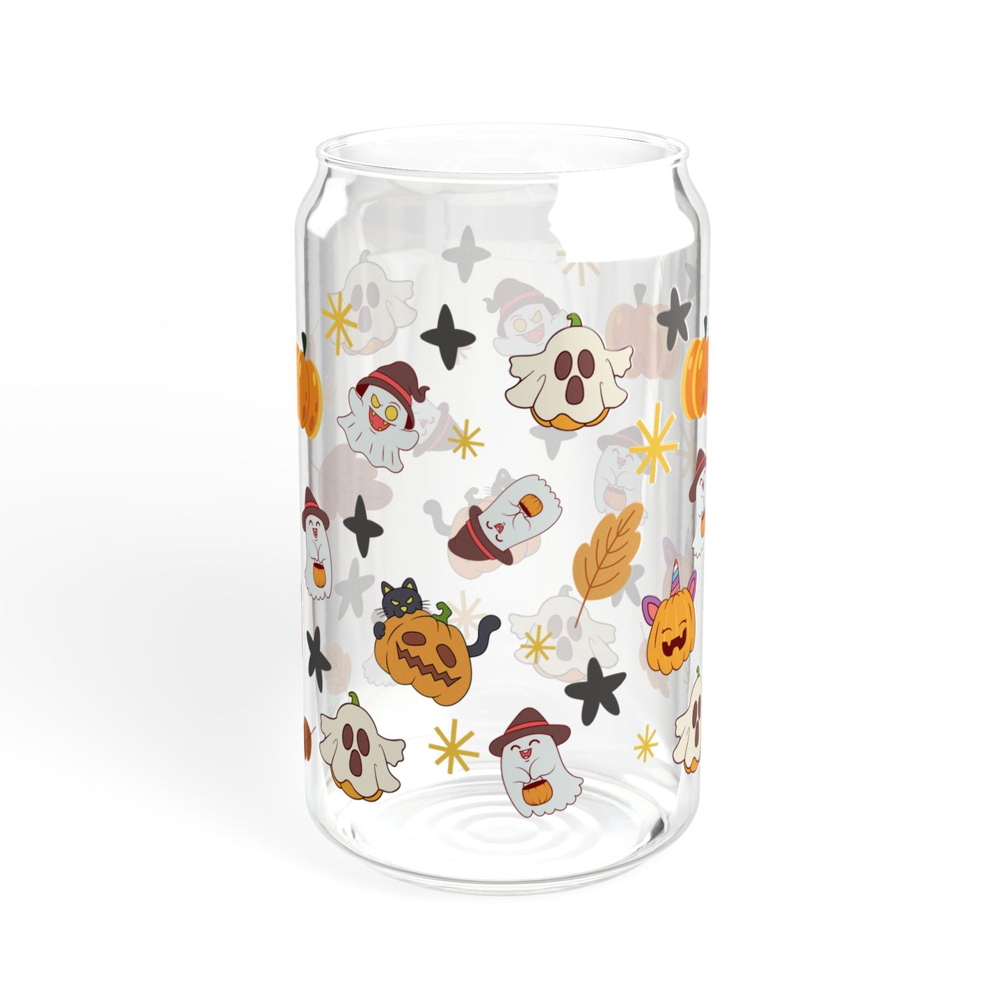 Halloween Sipper Glass, Cute Ghost 16oz Cup, Pumpkin Fall Theme, Sheets Decoration, Halloween Decor