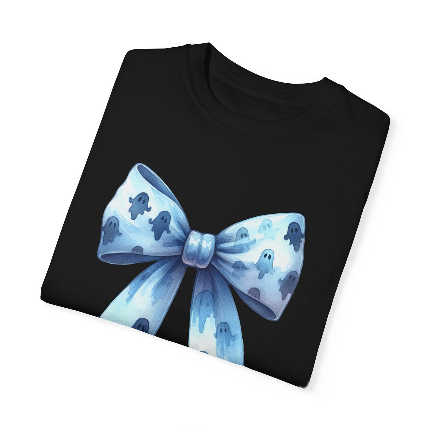 Halloween Coquette Bow Unisex T-shirt, Cute Gifts for Her, Garment-Dyed Tee, Halloween Shirt, Bow Design Shirt